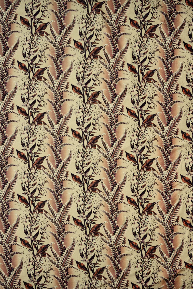 Wiskoza z beÅ¼owym wzorem roÅlinnym KUPON 275cm